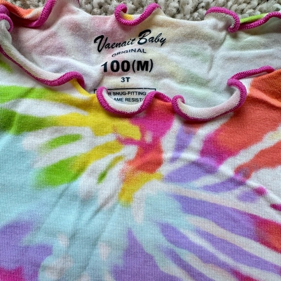 Girls buttery Soft Bamboo Pajamas Tie Dye Short Summer pajamas ruffle size XL - Picture 5 of 14